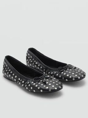 Mango Black Polka Dot Ballet Flats with Bow